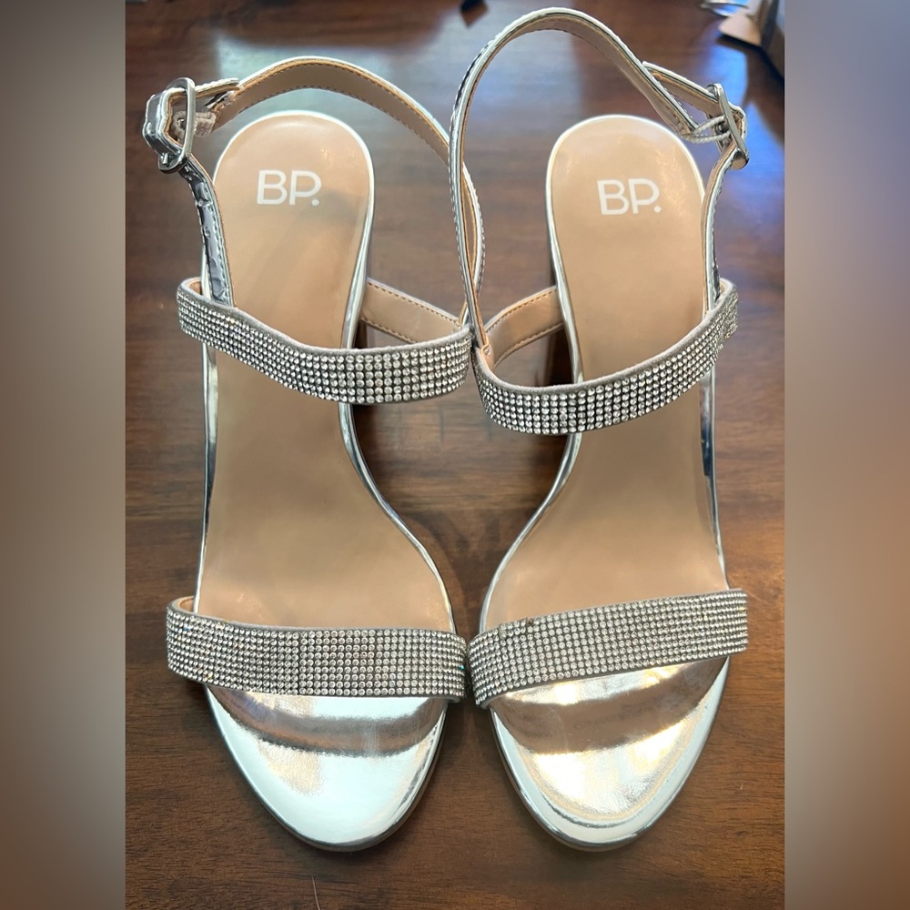 BP. Lula Slingback Sandal in Silver with Rhinestones